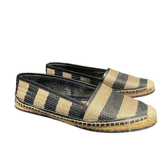 Burberry Two Tone Striped Raffia Hodgeson Espadrille Flats Womens 40 / US 10 - Picture 1 of 10